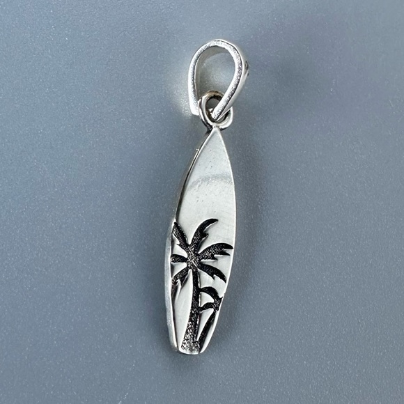 Sterling Silver Petite CZ Surfboard Pendant - Picture 7 of 8